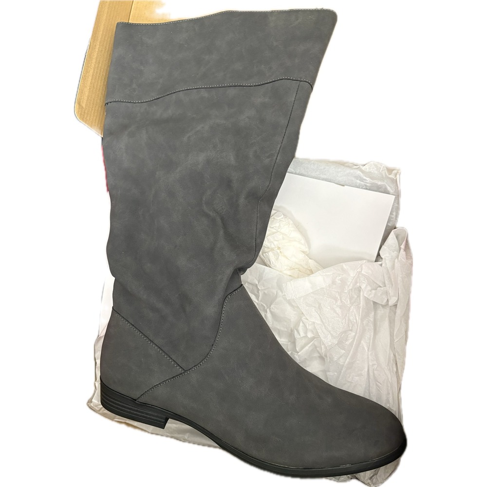 Style & Co Kelimae Grey Microsuede Wide Calf Tall Slouch Boots 10M WC